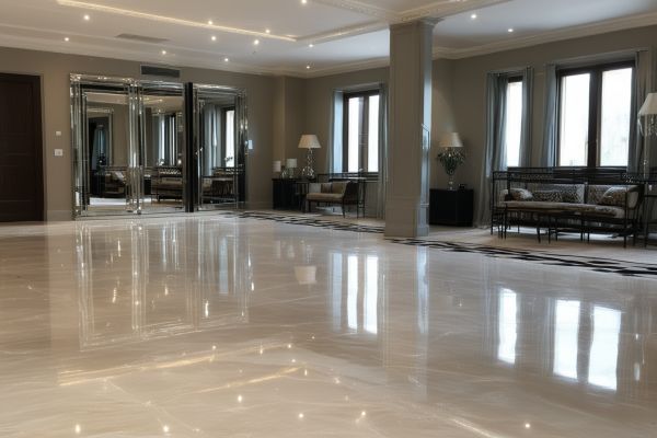 Beautiful polished floor with shine and reflection