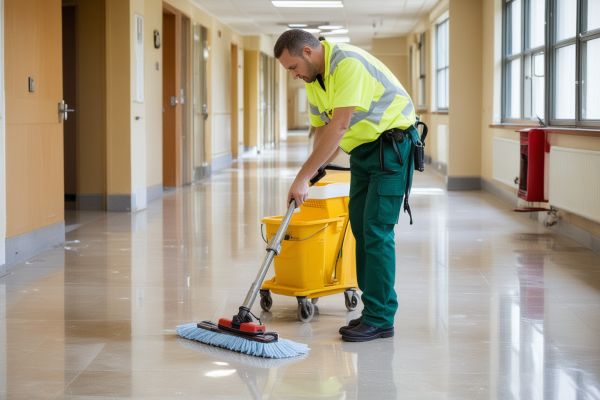 Emergency floor cleaning service in progress