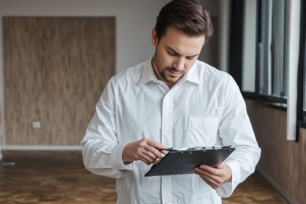 Professional floor cleaning technician at work