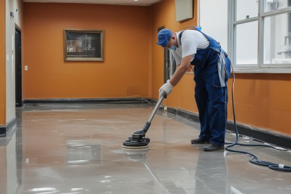 Professional floor deep cleaning process