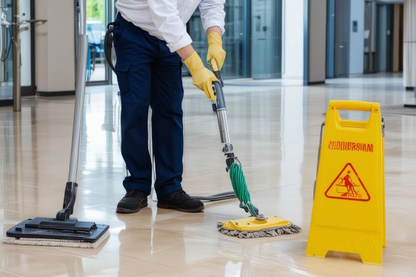 Professional floor deep cleaning process